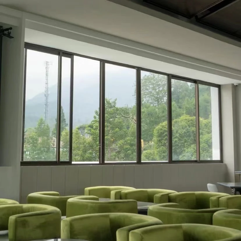 Nuoxin Energy Saving Tempered Glass Windows Double Glazed Slim Aluminum Sliding Window For House