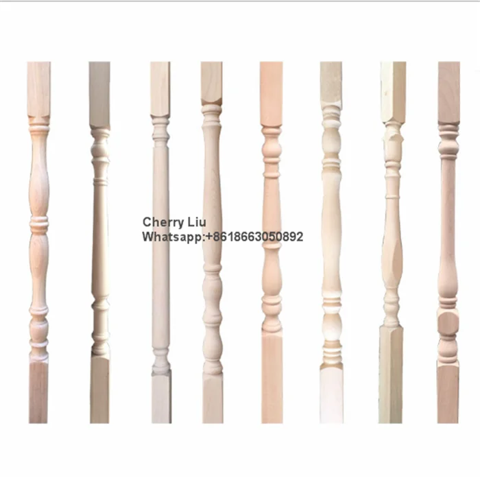 Decorative Wood carved Railing Pillars For Balcony wood stair post wooden baluster for stairs
