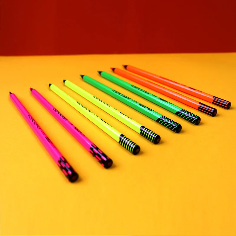 Accept OEM black wood fluorescent pencils each box contains four colors drawing color pencil set