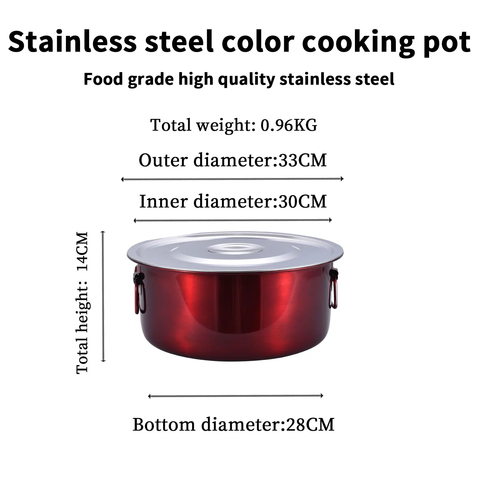 Высококачественные антипригарные металлические кастрюли для посуды, 5 шт., набор кастрюль из нержавеющей стали для полировки краски с ручкой