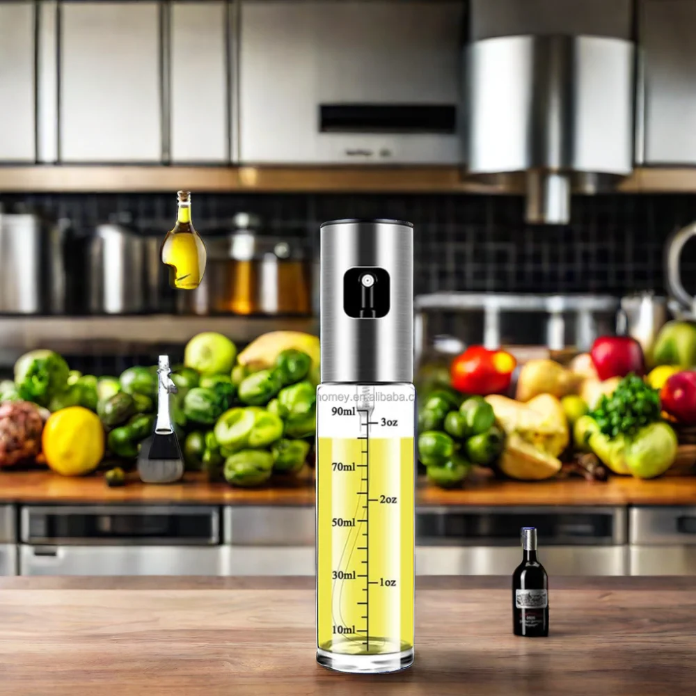 Kitchen Push Type Spray Olive Oil Sprayer Bottle Pump Oil Pot Leak-proof Grill BBQ Sprayer Oil Dispenser BBQ Gravy Boats Tools