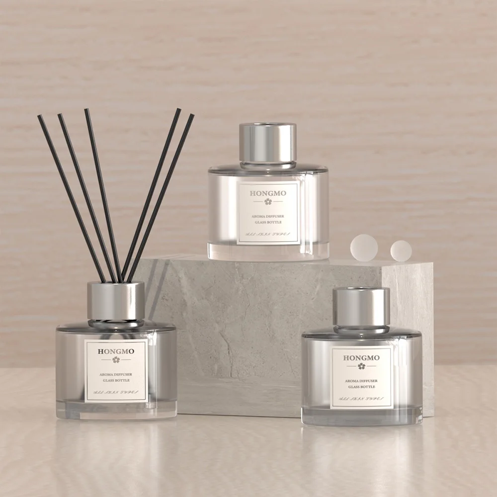 Wholesale 50ml To 250ml Empty Round Clear Glass Aroma Decor Reed Diffuser Bottles With Cap