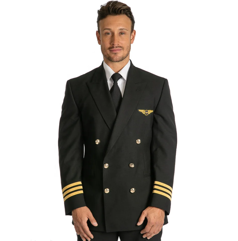 2021 classical design custom double breasted man black flight suit uniform pilot jacket