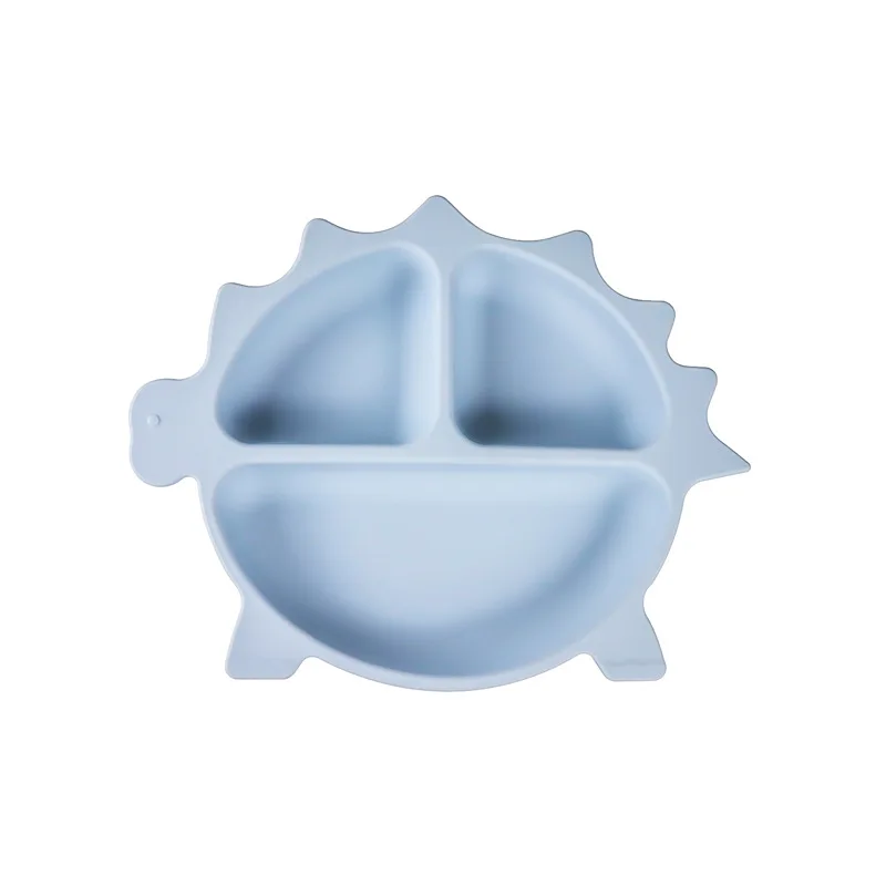 Silicone Baby Dining Plate Custom Logo Dinner Plato 100% Food Grade Plain Color Dinosaur Plato With Cutlery Kit