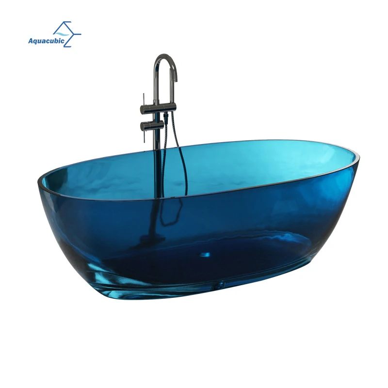Italian Luxury Crystal Clear Resin Bath tubs Transparent Solid Surface Resin Freestanding Bathtubs