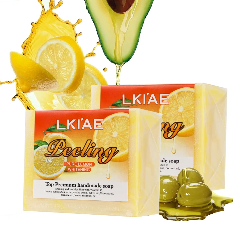 Lemon Turmeric Kojic Acid Brightening Dark Spot Remover Soap Shea Butter Handmade Solid Face Soap New arrival