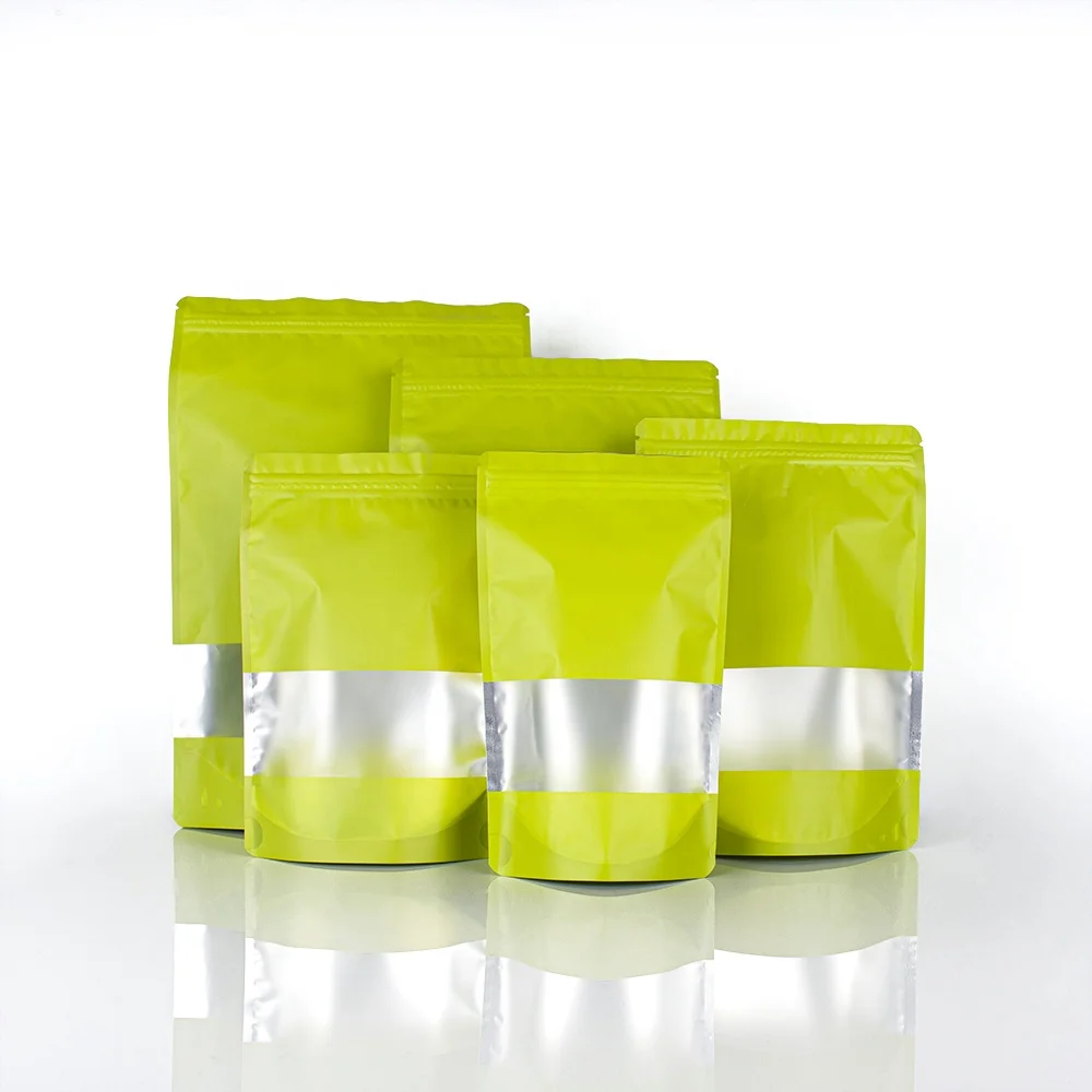 Food Grade Matte Finish Coffee Tea Snack Nut Aluminium Foil Stand Up Zip Lock Packing Pouch Bag With Clear Window