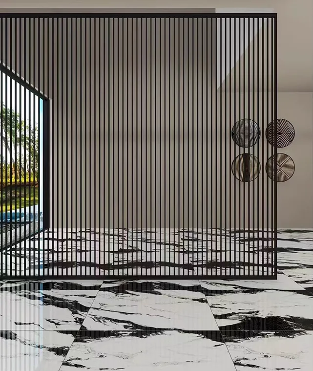 3d Shiny black and white stone porcelain tile 60x120 floor tiles black panda marble tile 120x60 50 pieces