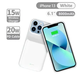 Qi Wireless Charging Battery Charger Phone Case For iPhone 13 Pro Max Portable External Battery Pack Case For iPhone 13 Mini