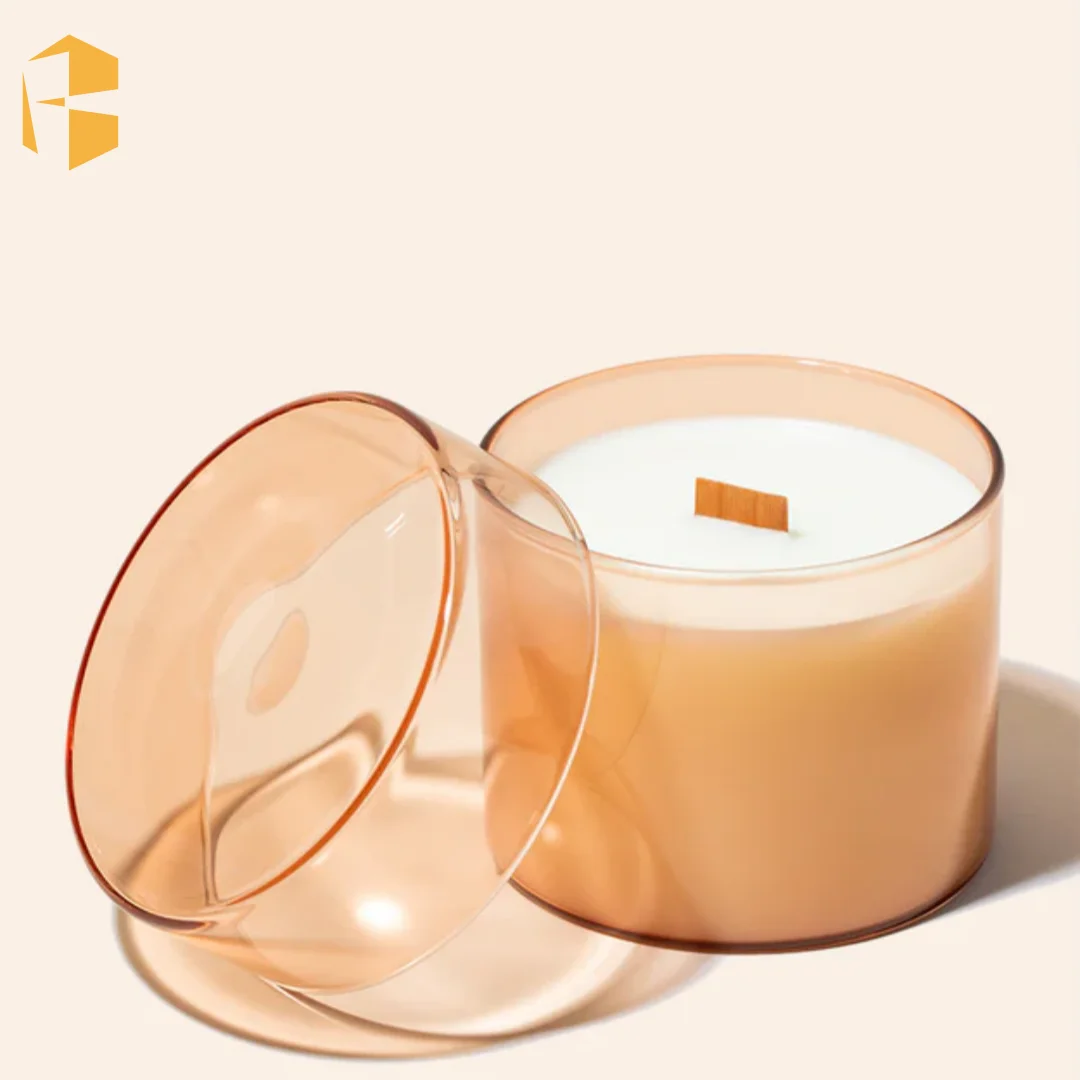 Home Decor Custom Design Iridescent Color Luxury Glass Candle Container High Borosilicate Glass Candle Jar with Lid