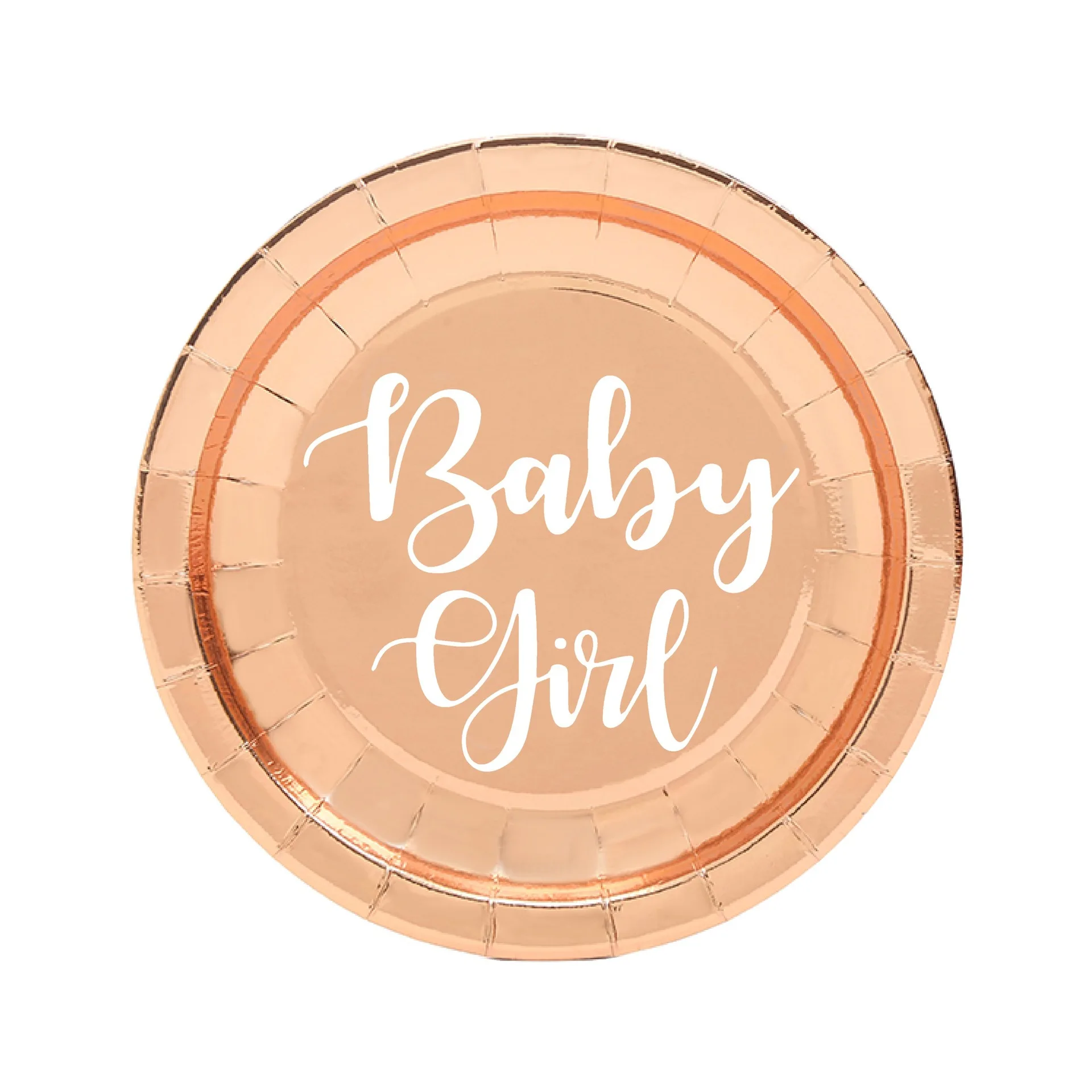 Rose Gold Happy Birthday Decor Girl Disposable Tableware Set Paper Plate Hot Stamping Baby Birthday Party Supplies