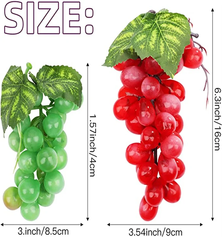 Artificial Grapes Simulation Lifelike Rubber Fake Grapes Clusters for Wedding Wine Kitchen Centerpiece Decorative