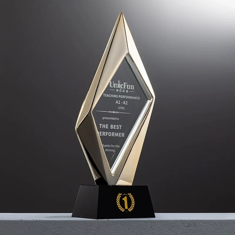 28cm height gold silver bronze resin Crystal Plaque crystal trophy award MH-NJ0399