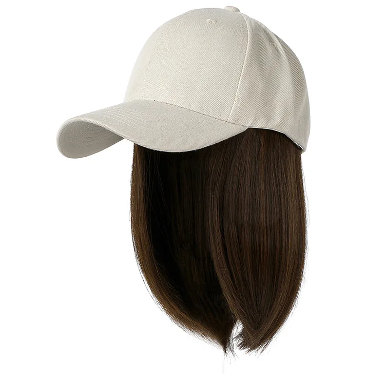 One piece wig duck tongue with bob head wig baseball cap bobo head European and American foreign trade manufacturers in stock