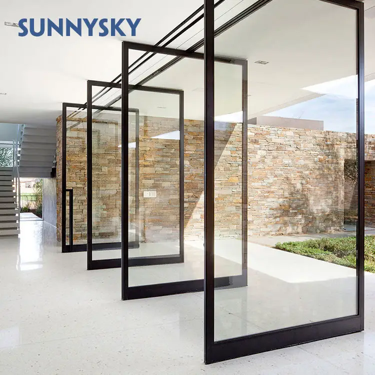 XIYATECH high quality commercial modern aluminum glass exterior storefront main entry entrance pivot door
