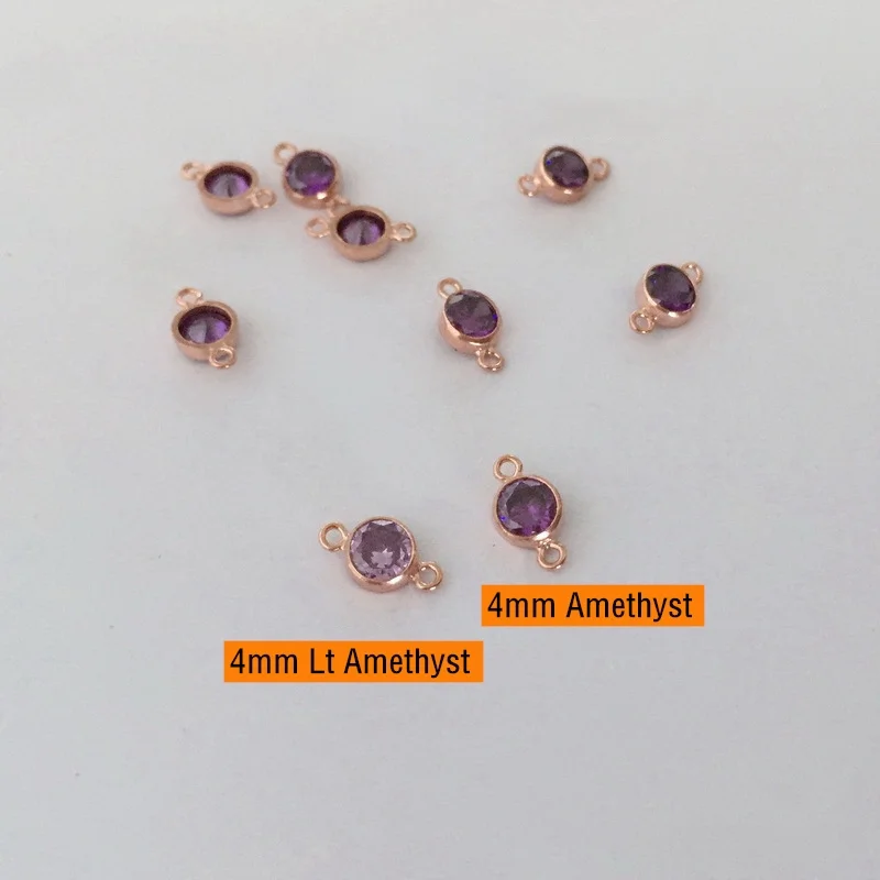 Vintage Jewelry 14K Rose Gold Filled Bezel Zircon Stone Connectors for Jewelry Bracelet Making