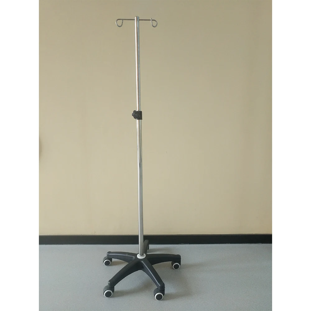 Hospital Furniture  Hospital 5 Legs Mobile Stainless Steel Infusion Stand/IV pole Drip Stand Pole