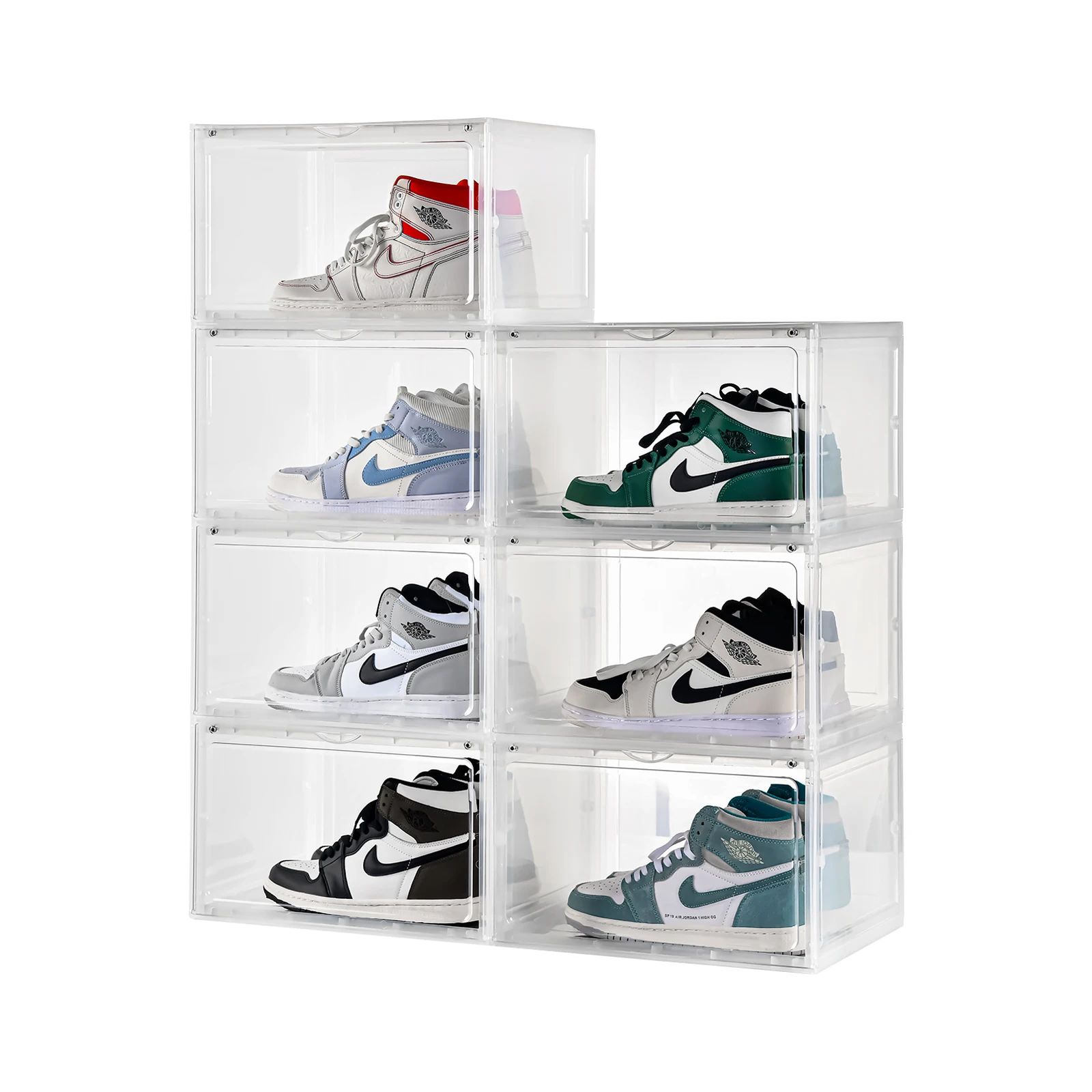 5688 foldable acrylic plastic magnetic shoe box container for shoe rack cabinet