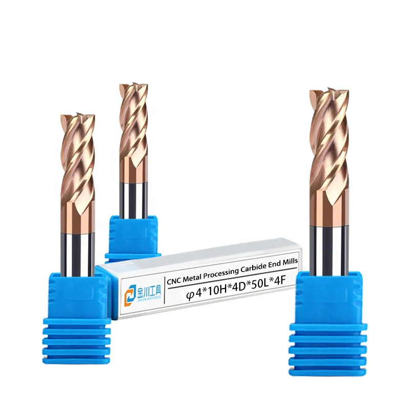 Jinchuan hot sale Solid Carbide 4 Flute Flat Steel End Mill Cnc tool Carbide Milling Cutter HRC 45 55 60 65 Router bits