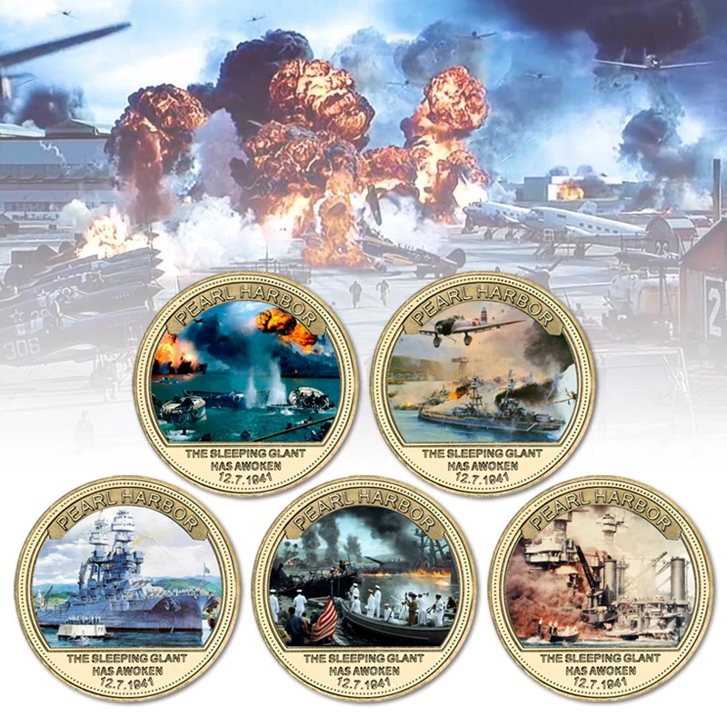 World War Silver Commemorative Challenge Coin Pearl Harbor Attack The Yalta Conference Metal Coin For Collection