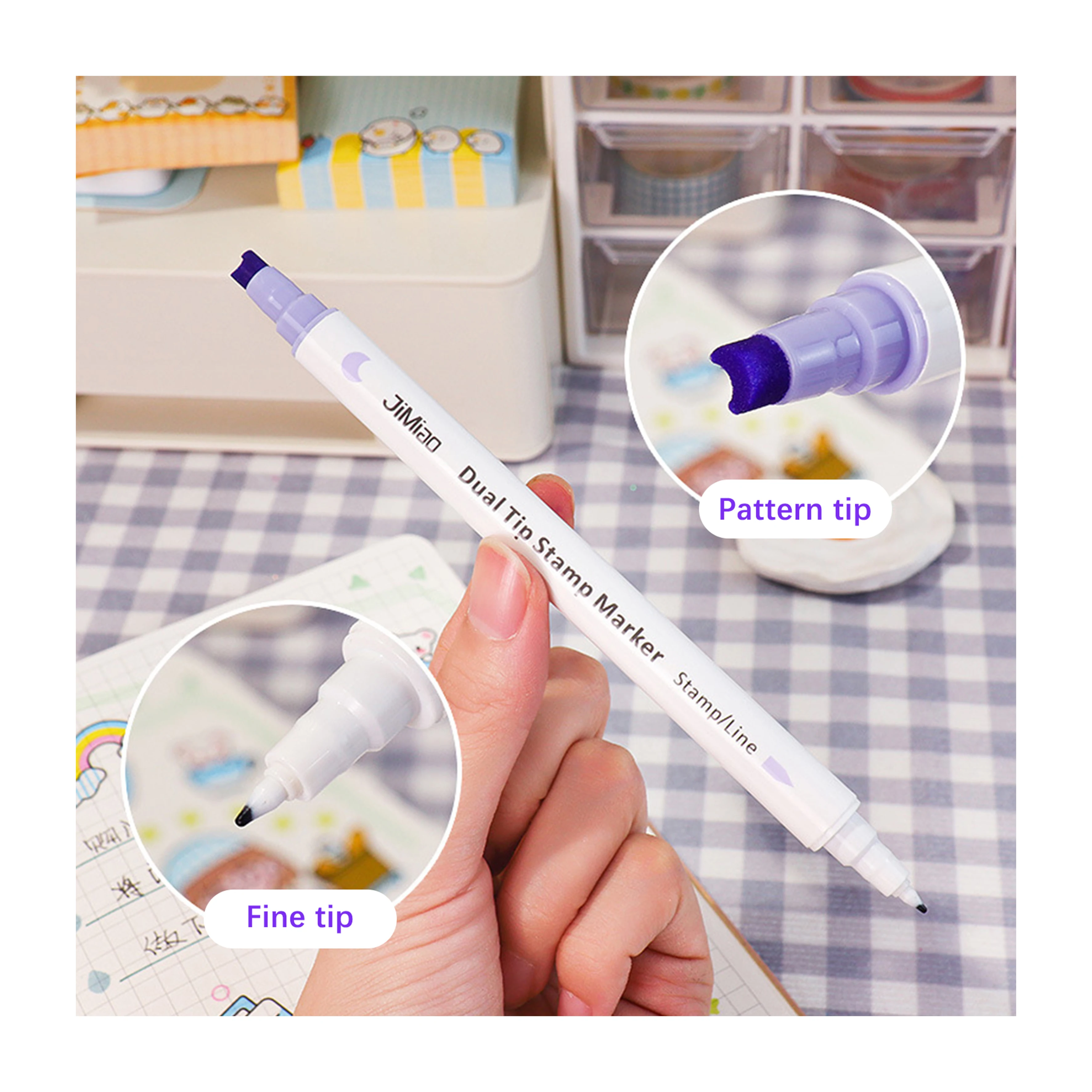 kids stationery dual tip fine nib pattern tip water based multicolor pen roller stamp marker pen with seal for drawing painting