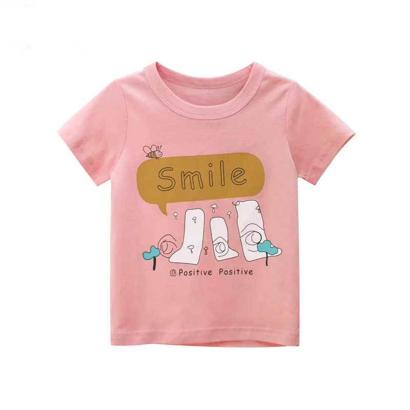 Playkids Hot Selling Children Clothes Wholesale Baby Girl Summer 100% Cotton T Shirt