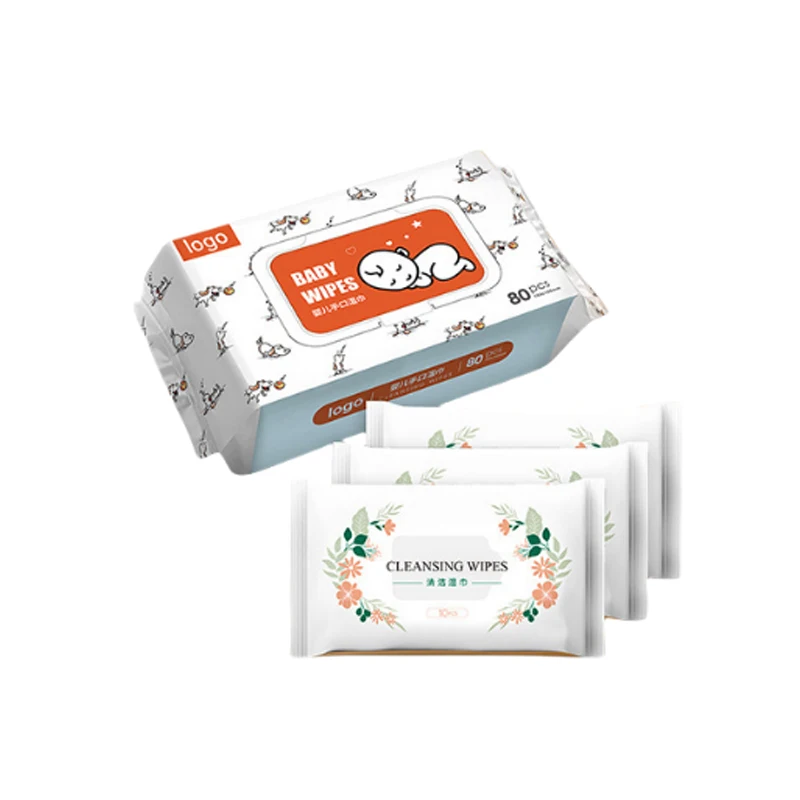 Custom Wholesale 80Pcs Cleansing Wet Wipes Unscented Hypoallergenic Baby Wipes for Sensitive Skin