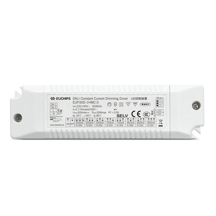 EUCHIPS 30W Dali Constant Current Dimming Driver Compact Size Flicker-Free LED Dali Dimmer Controller for Spot Light Dali Driver