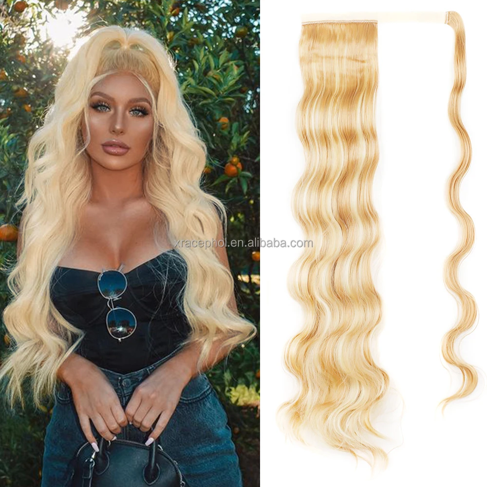 New Style Long Wavy Synthetic Hair Ponytail Extension Wrap Around Clip in  Hairpieces Pony Tail for Daily Party Use