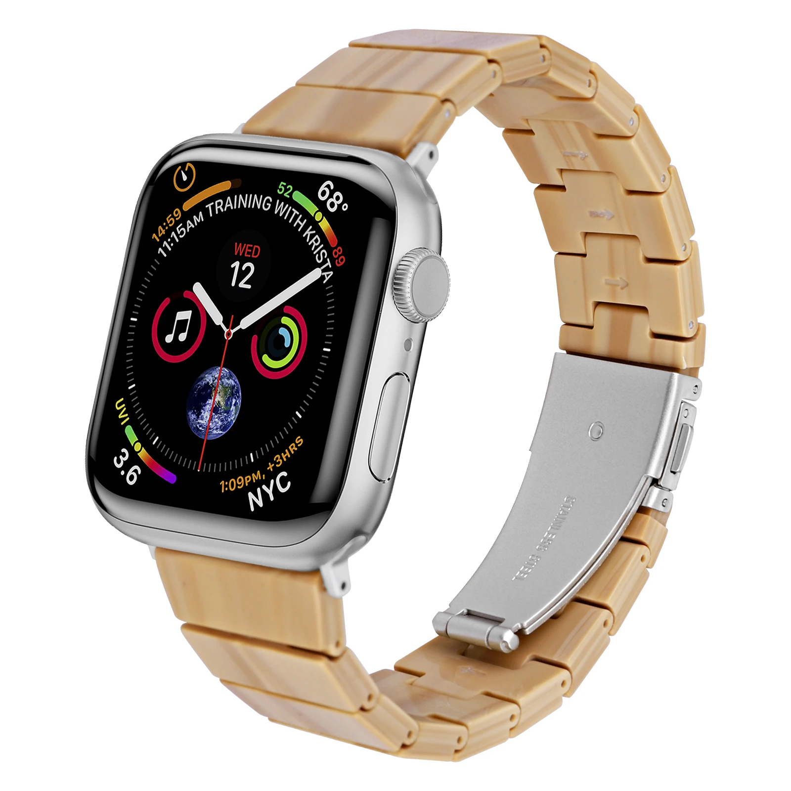 Men Wood Pattern Resin Watch band Strap for Apple watch Series 8/7/6/5/4/3/2/SE