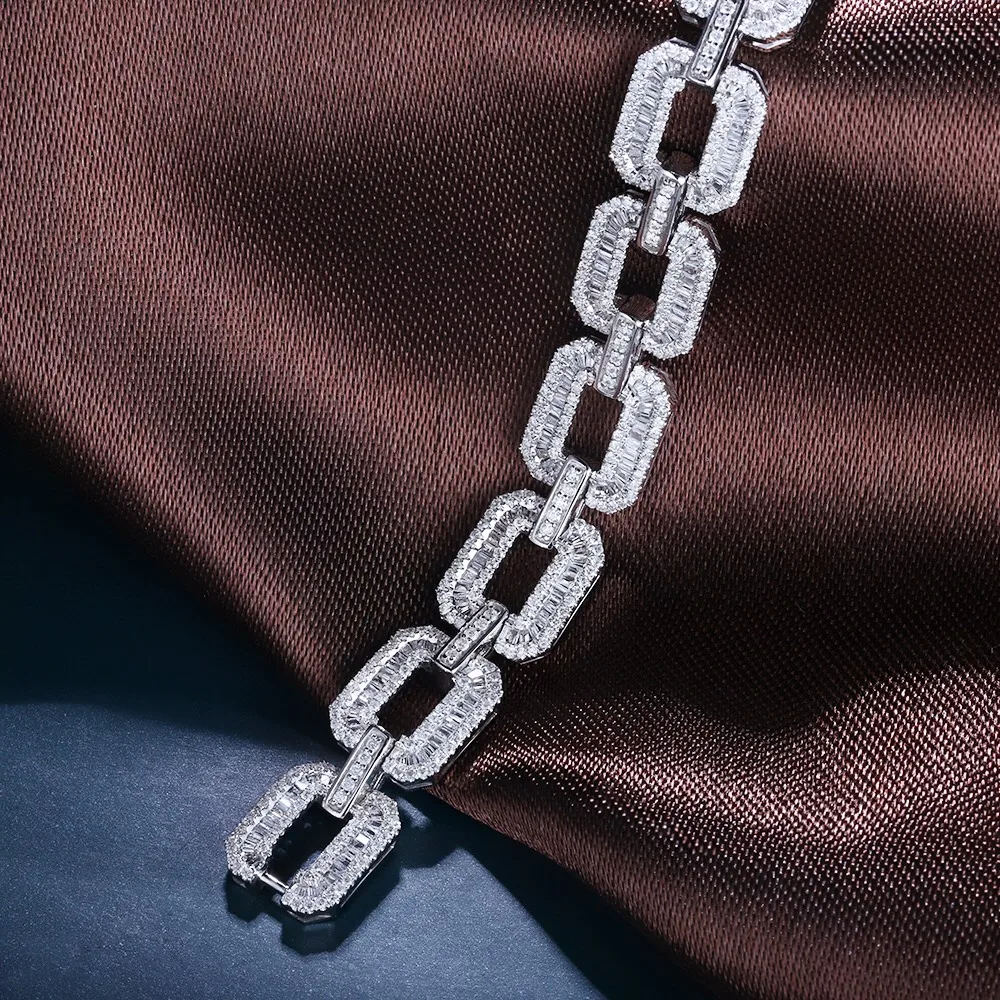 18 karat gold square bracelet inlaid with diamond ladder diamond tennis bracelet