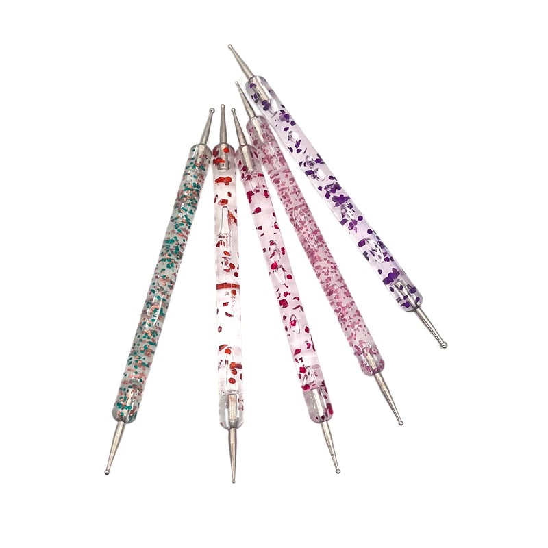 OEM ODM 5 Pcs Picker Polish Manicure Flower Diamond Metal Sequins Dotting Paint Tools Gel Nail Acrylic Brush Pen Point Art Draw