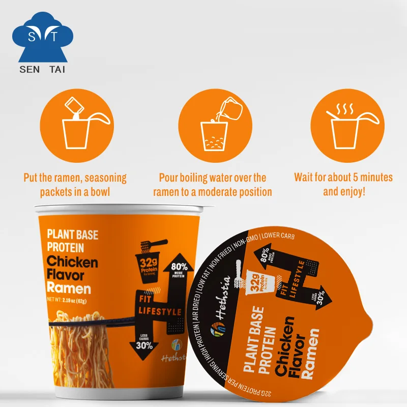 Halal Kosher Certified Cup Noodle Instant Non Fried Plant Base Low-Carb Chicken Flavor Ramen