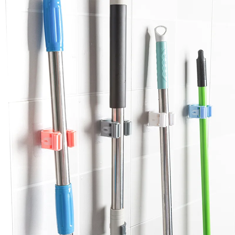 Wholesale Seamless Plastic Mop Clip Hook Holder Strong Non-Perforated Wall Hanger with Single Tier Dinnerware Type