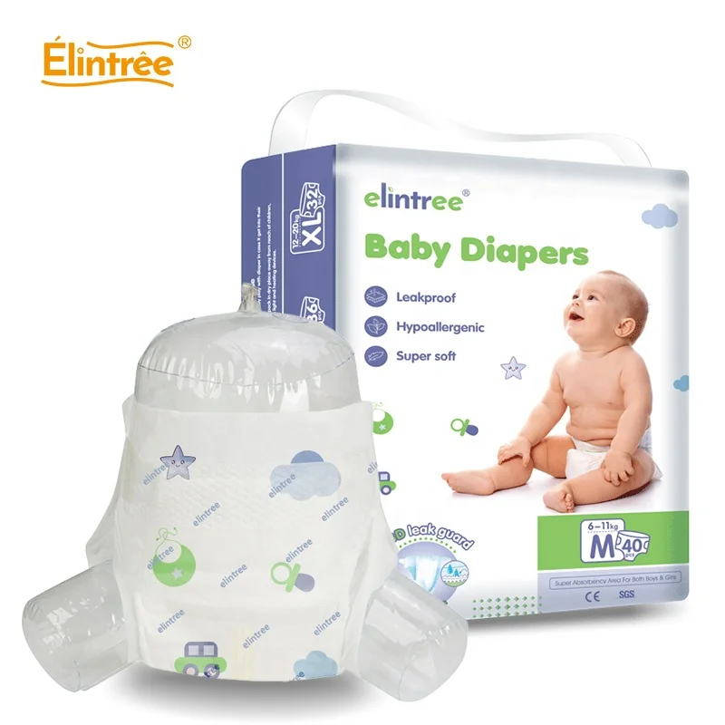 Elintree High Quality Ultra Thin Disposable New Born Baby Diapers High Absorption Nappies Wholesale