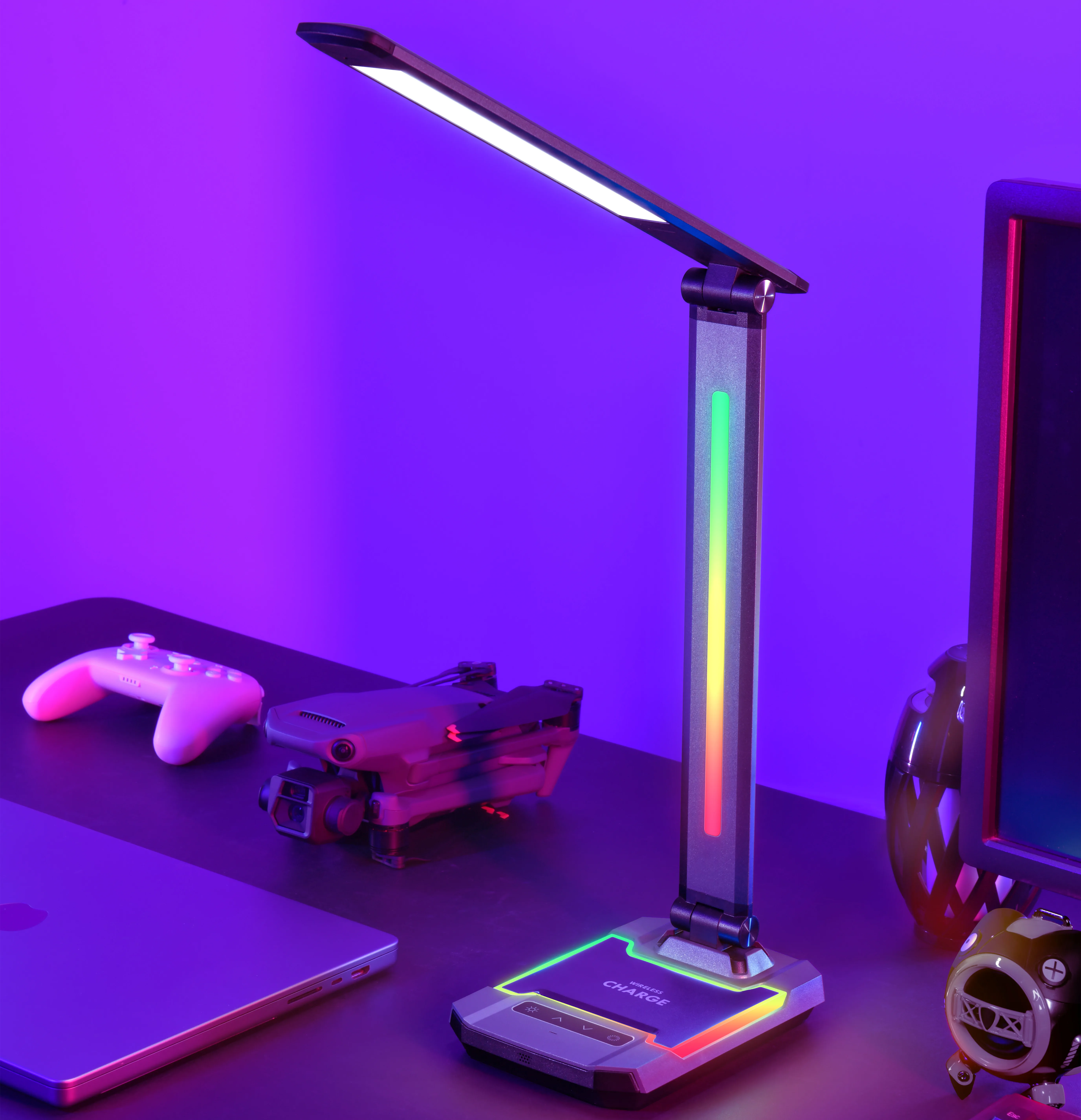 Wilit Новый Умный музыкальный ритм RGB Настольный светильник Беспроводное зарядное устройство атмосфера E-Sports светодиодный игровой сенсорный затемнения настольная лампа