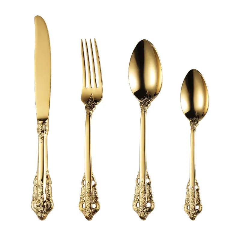 Amazon Best Selling Stainless Steel Knife Fork Spoon set 24pcs Gold Flatware Luxury Cutlery Set With Case