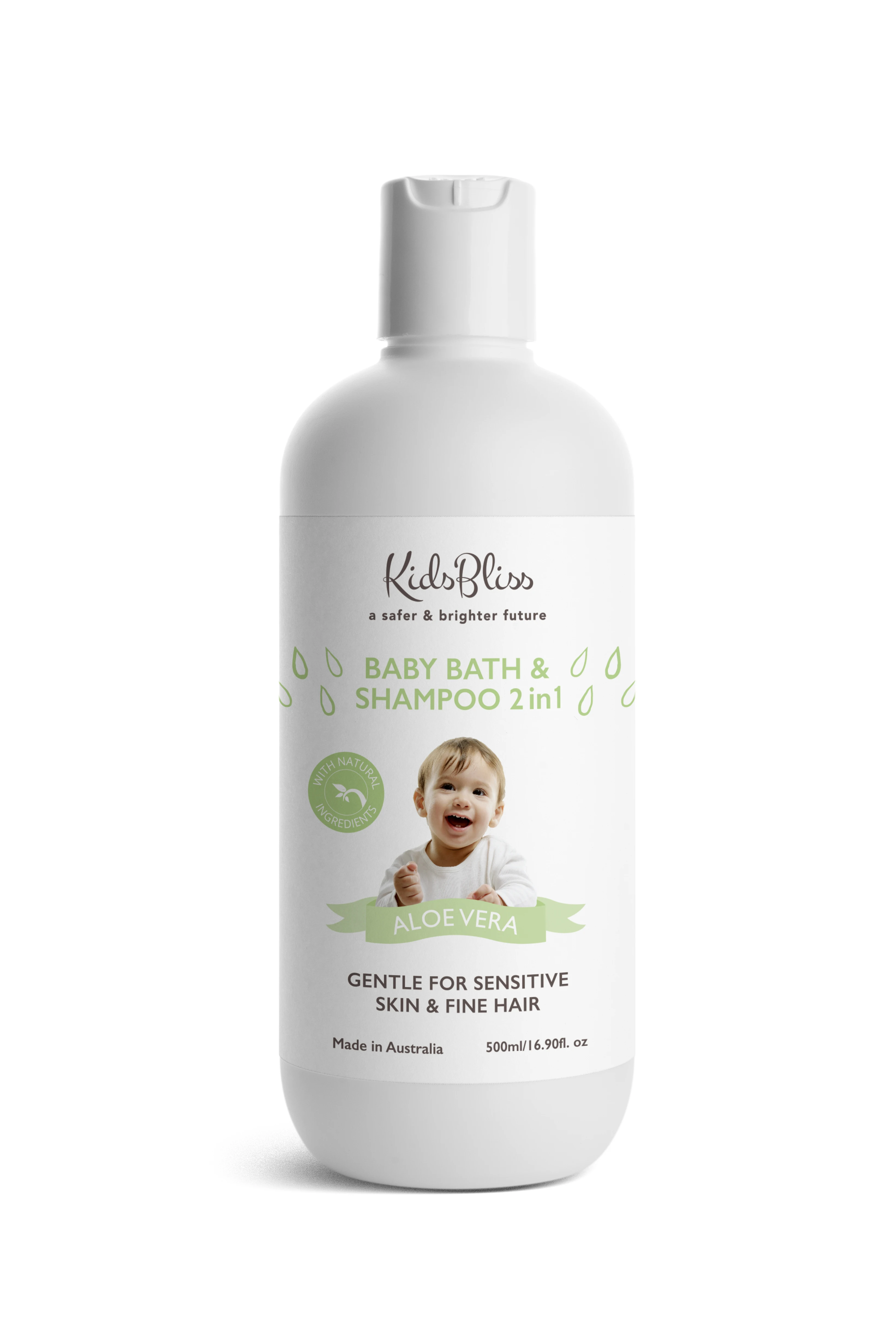 Детский шампунь и ванночка KidsBliss 2 в 1 500 мл Алоэ Вера-использование для малышей-Австралийское производство-без химических веществ-чистый