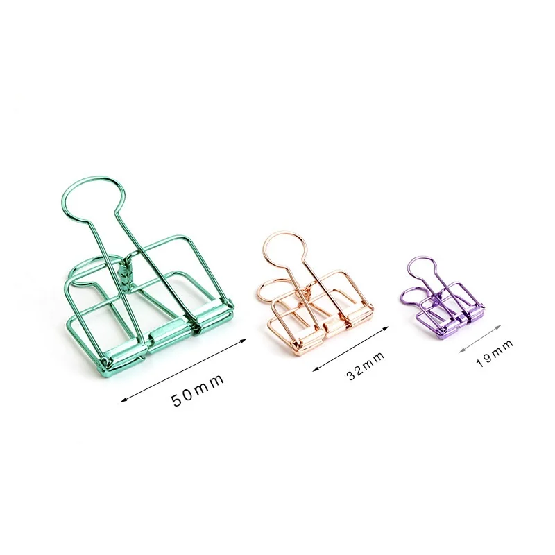 Custom Colorful Office Stationery Fold Back Clip Metal Paper Binder Clips Foldover Clips