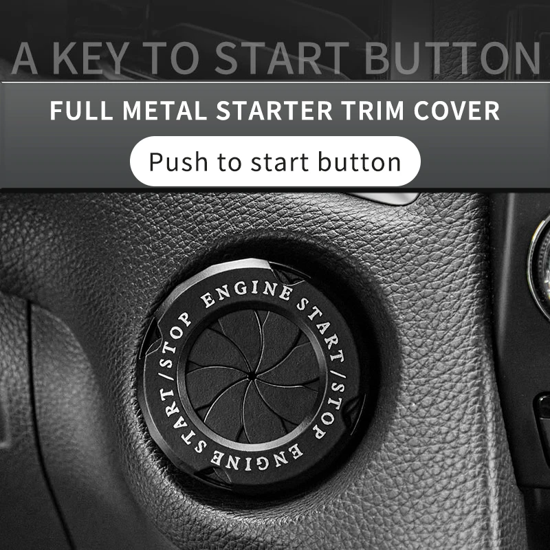 Car interior modification one key start button ignition switch rotary cover motorcycle starter ring car accessories