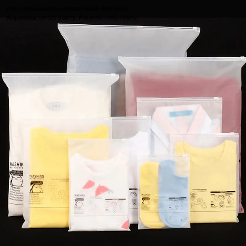 Custom Logo Printing Slide Matte/ Frosted Biodegradable Zipper Plastic Bag Clear Clothing Tshirt Poly Zip Bag With Own Logo