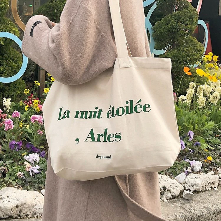 YASEN Custom Female Plain Cotton Canvas Tote Bag Fashion Korea Style Ins Simple Letter Printing Shopping Bag