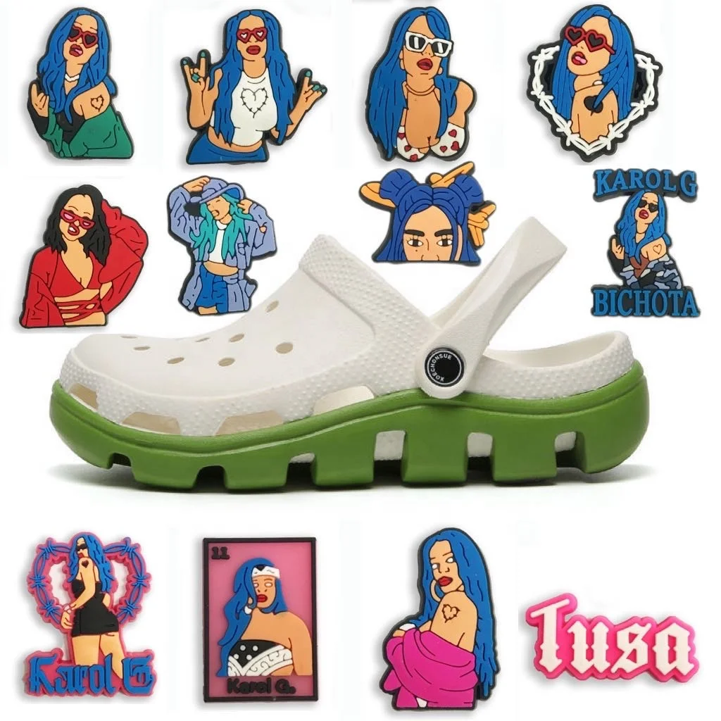Karol G Singer Shoe Charms New Fashion Happy Charm Shoes Pvc Glow Shoe Charms For Jewelry Making
