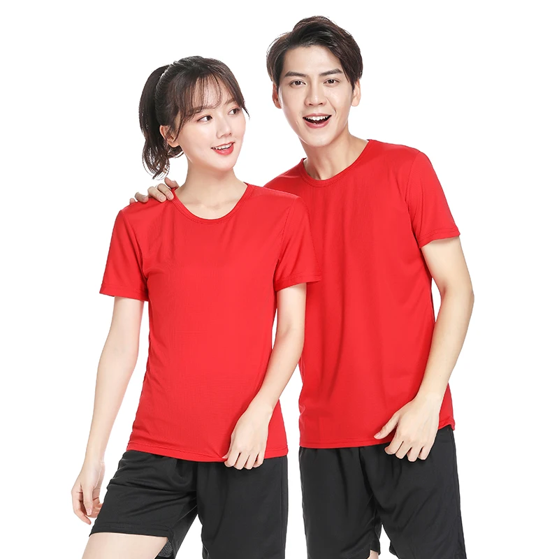 
160g small square quick drying round neck short sleeve T-shirt for men and women with custom embroidery logo 