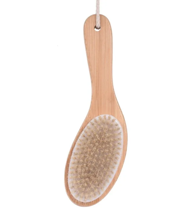 Dry and wet curved handle Body Brush-100% Nature Boar Bristles Bamboo Shower Bath Brushes for Exfoliating