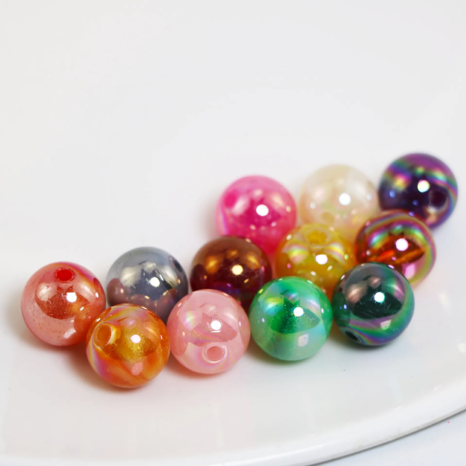 Blues Wholesale 100pcs/bag Round Loose Frosted ab Color 8mm 10mm 12mm 14mm Transparent Acrylic Beads for Jewelry Making