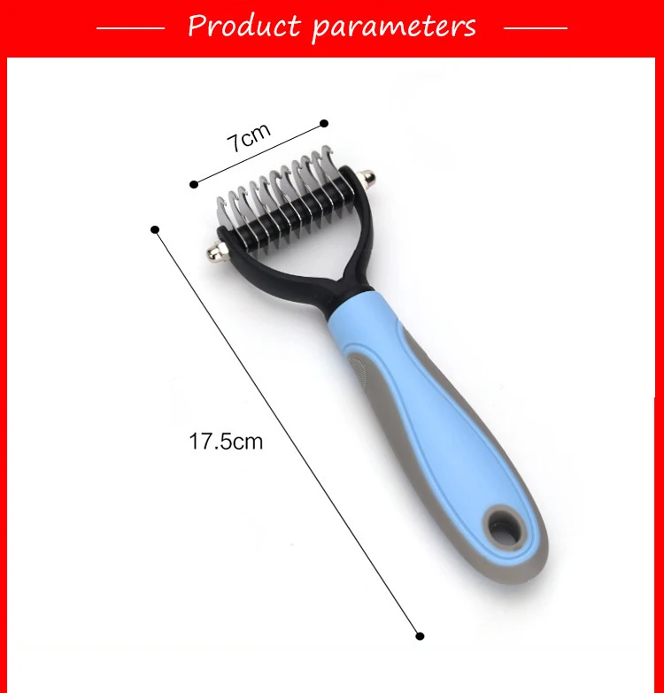 Pet Grooming Brush Double Sided Shedding Dematting Hair Remover Rubber Rake Comb For Dogs
