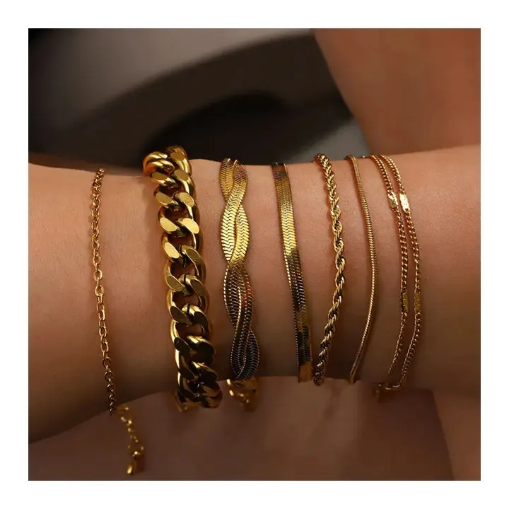 HOVANCI 316 Stainless Steel Jewelry Cuban Link Bracelet Women Customizable Stainless Steel Bracelet