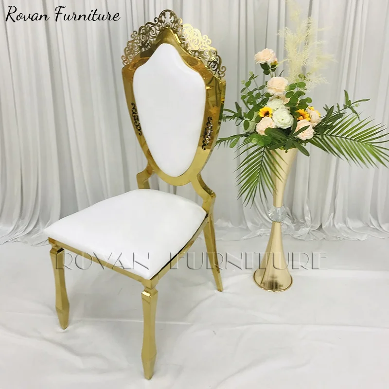 New style high quality flower hollow wedding hall chairs stainless steel hotel furniture  for events wedding party