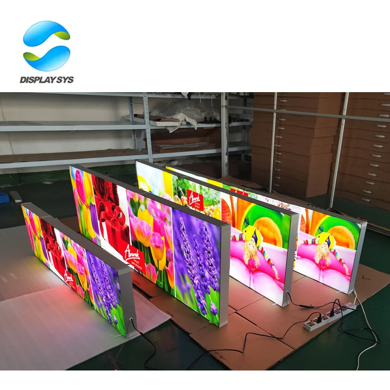 Metal Display Shelves Seg Light Box Stand Custom Counter For Exhibition Booth Interior Decoration